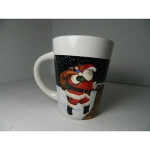 Royal Norfolk Santa at Chimney  w/ Reindeer on Rooftop Coffee Mug Tea/Cocoa Mug